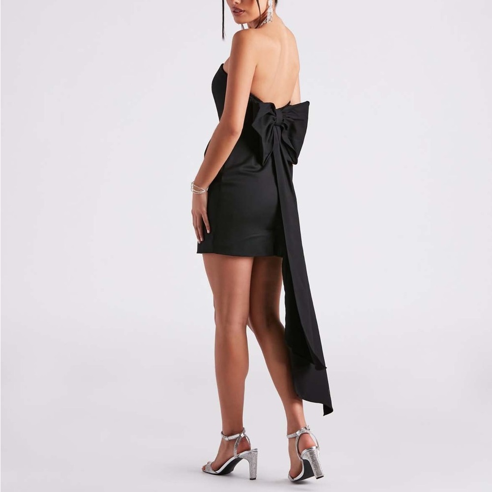 Black mini dress with bow